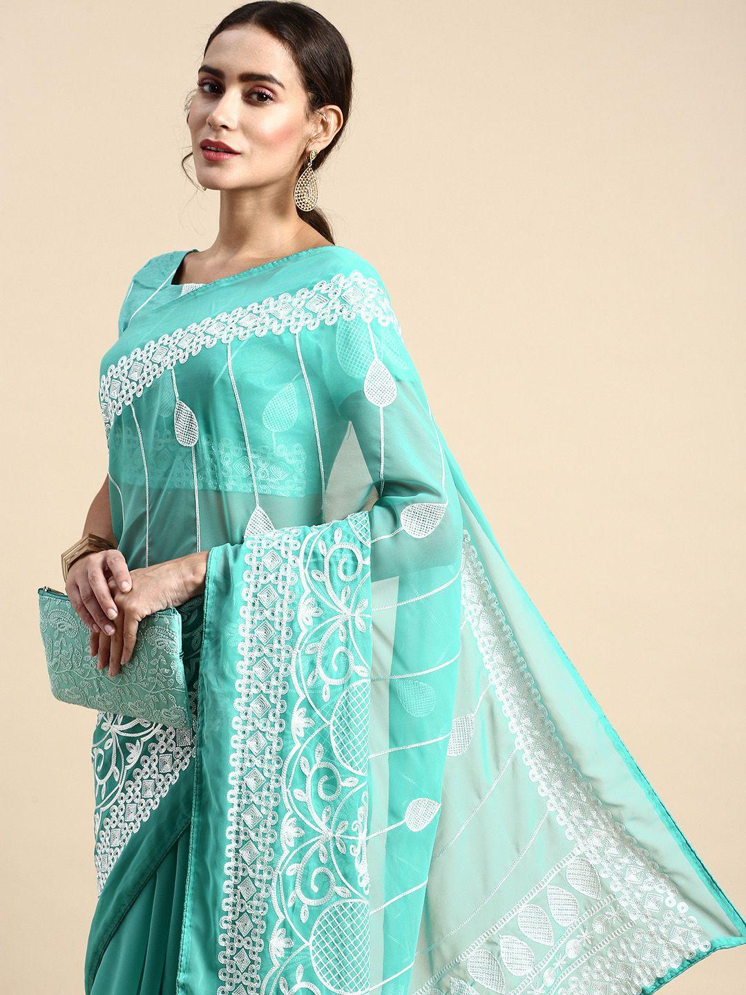 vairagee ethnic motifs embroidered poly georgette saree
