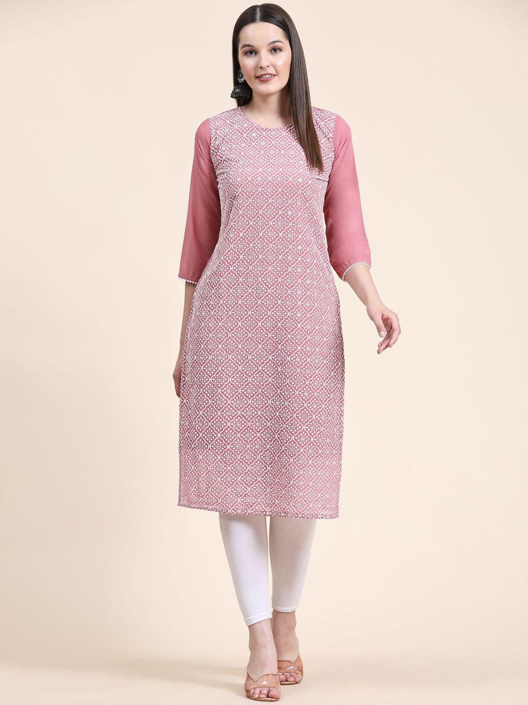 vairagee ethnic motifs embroidered thread work georgette kurta