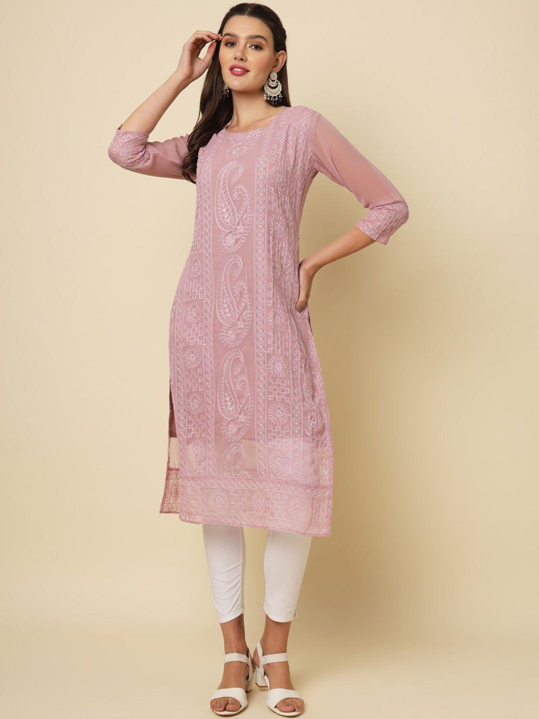 vairagee ethnic motifs embroidered thread work straight georgette kurta