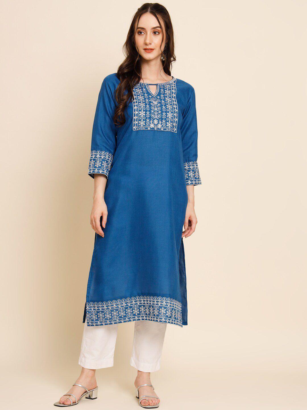 vairagee ethnic motifs yoke design thread work sequinned cotton kurta