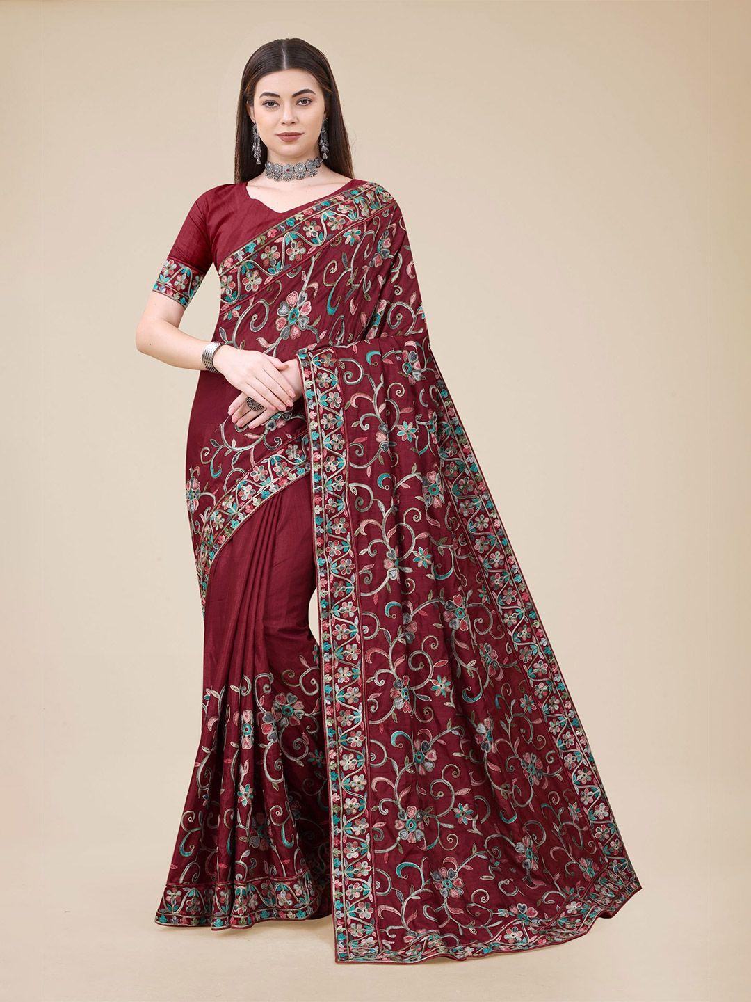 vairagee floral embroidered  heavy work saree