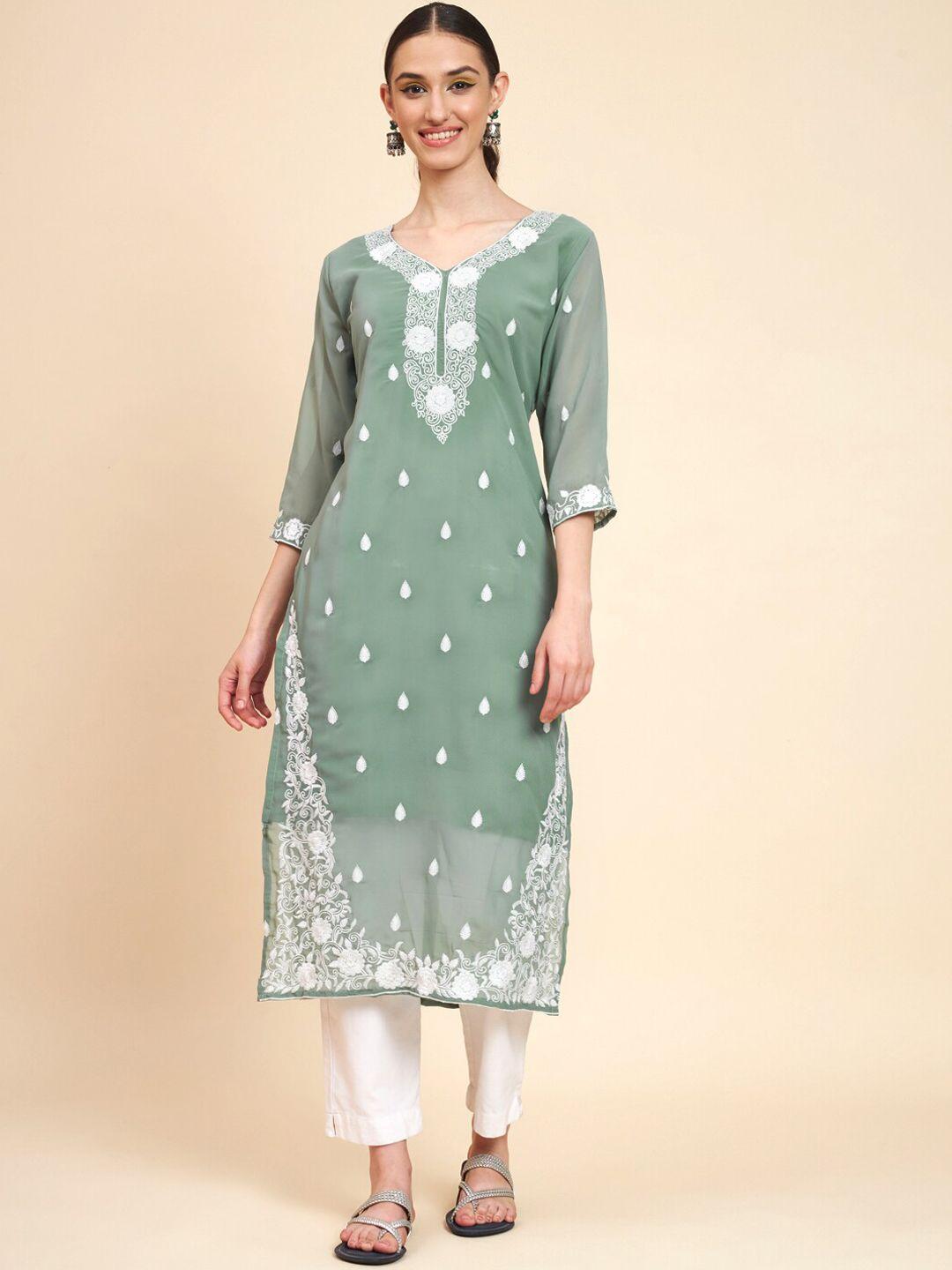 vairagee floral embroidered georgette a-line kurta