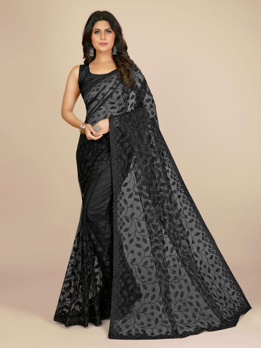 vairagee floral embroidered net heavy work saree