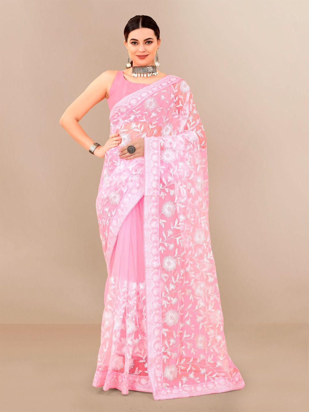 vairagee floral embroidered net heavy work saree