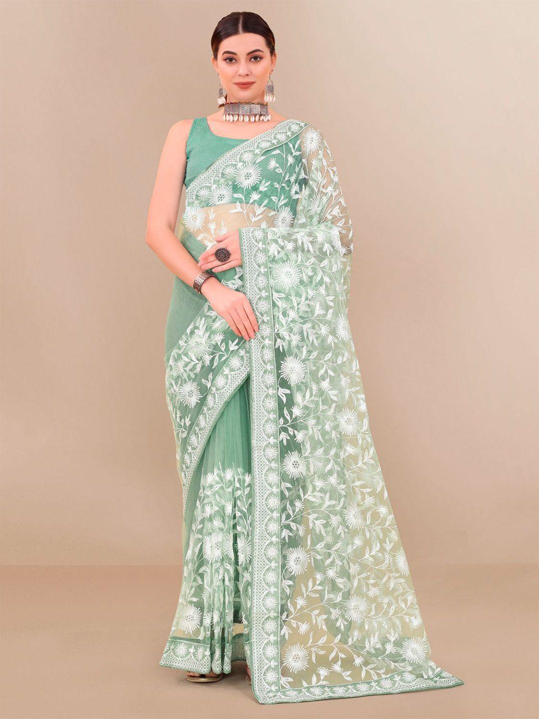 vairagee floral embroidered net saree