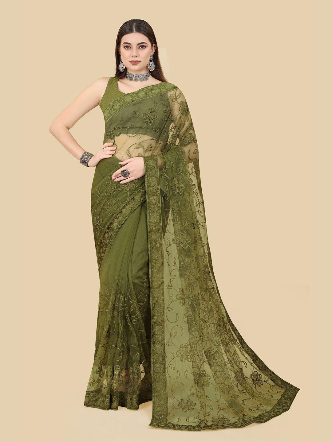 vairagee floral embroidered net saree