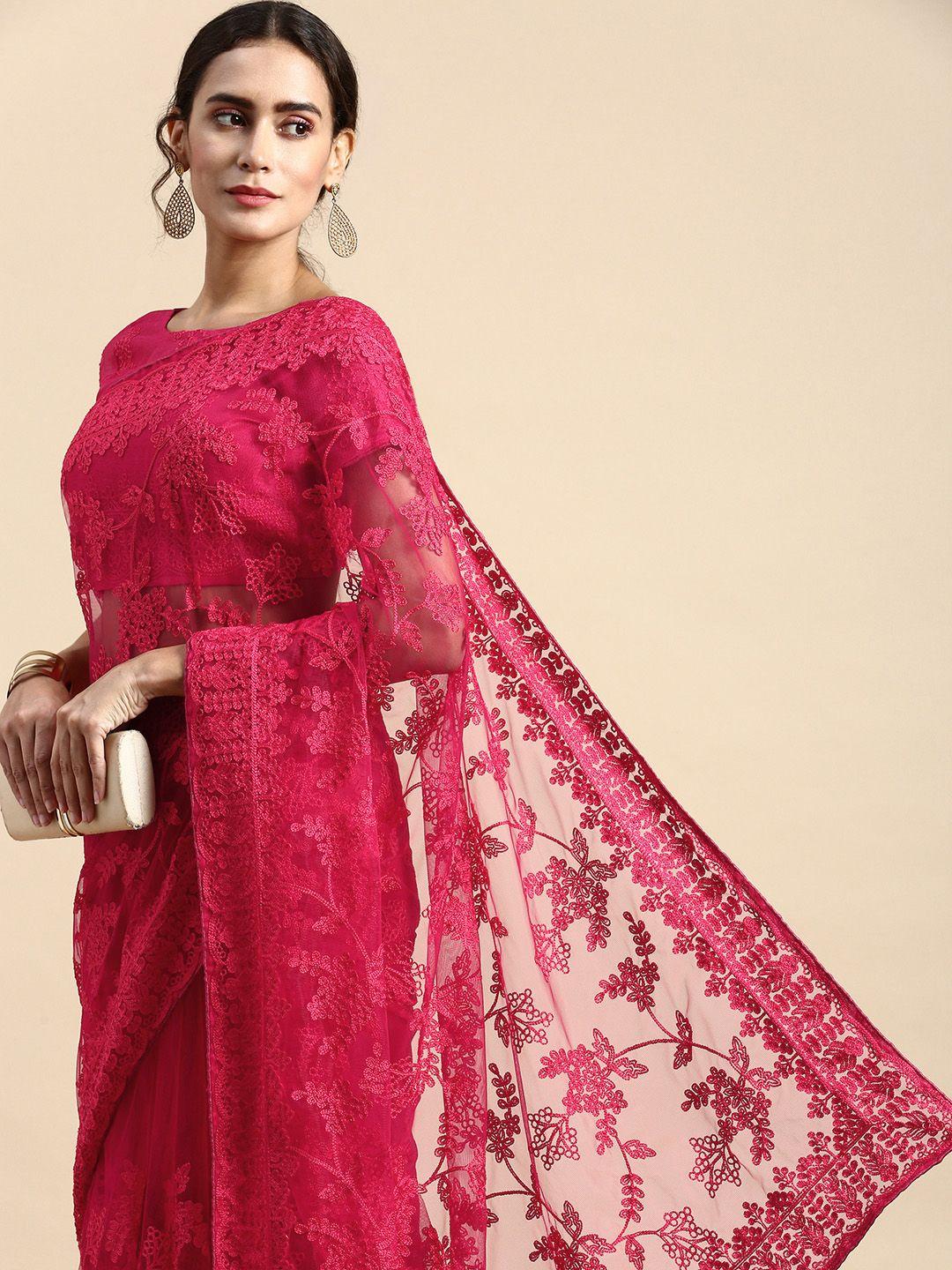 vairagee floral embroidered net saree