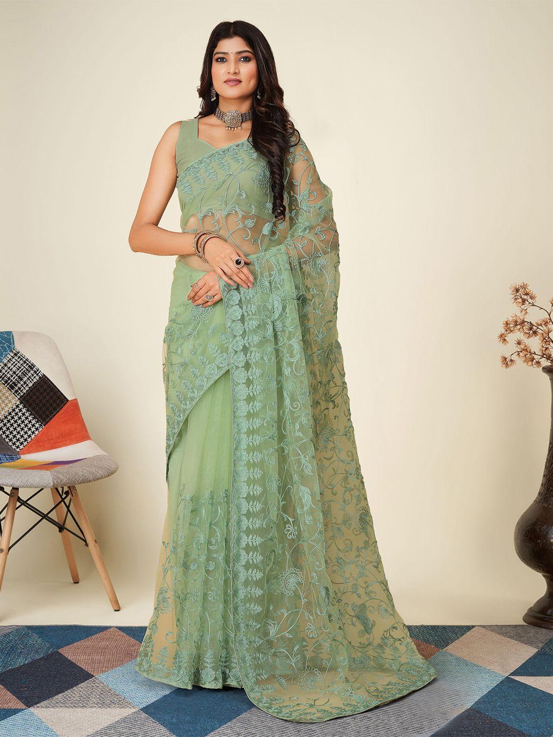 vairagee floral embroidered net saree