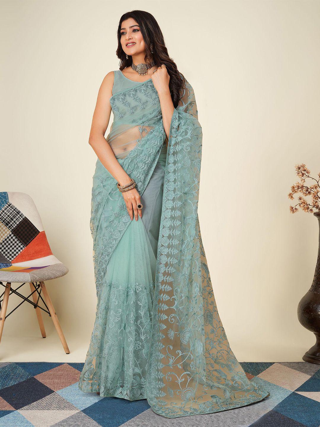 vairagee floral embroidered net saree