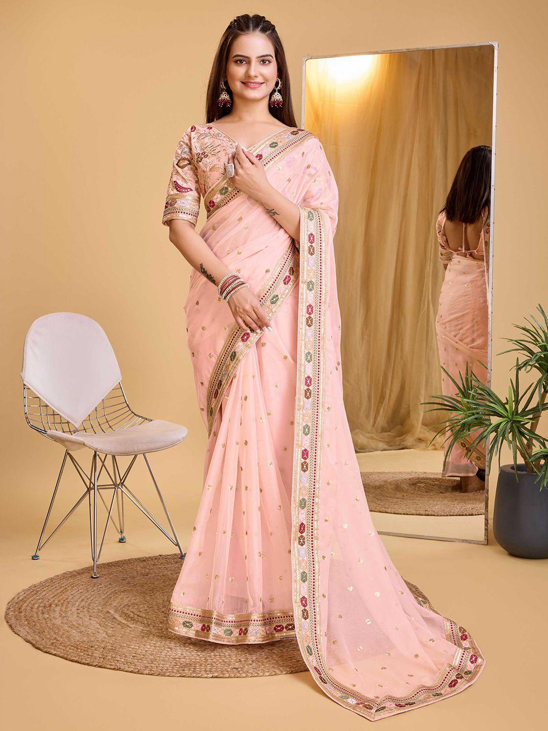 vairagee floral embroidered organza saree