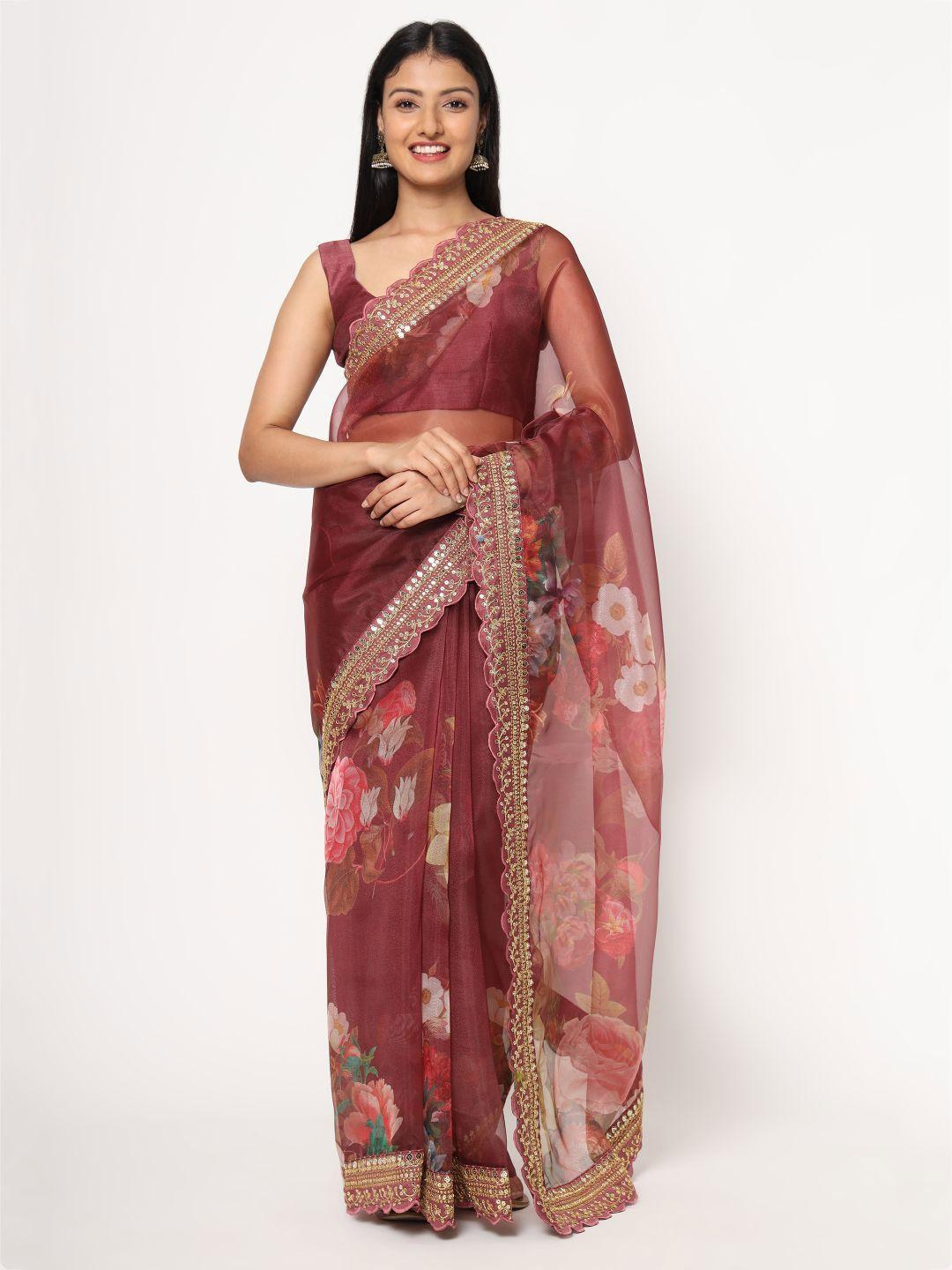 vairagee floral embroidered saree