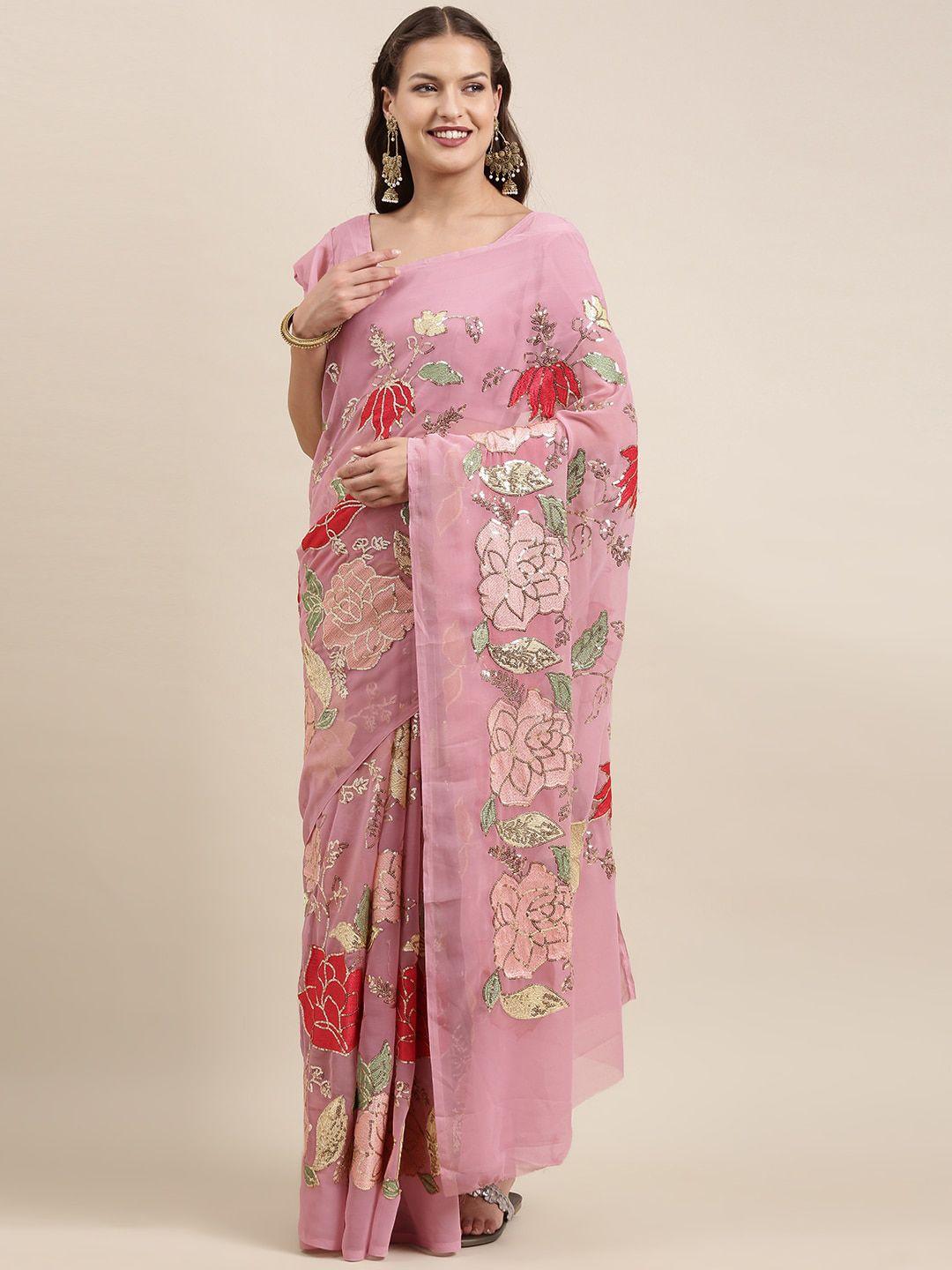 vairagee floral embroidered sequined saree