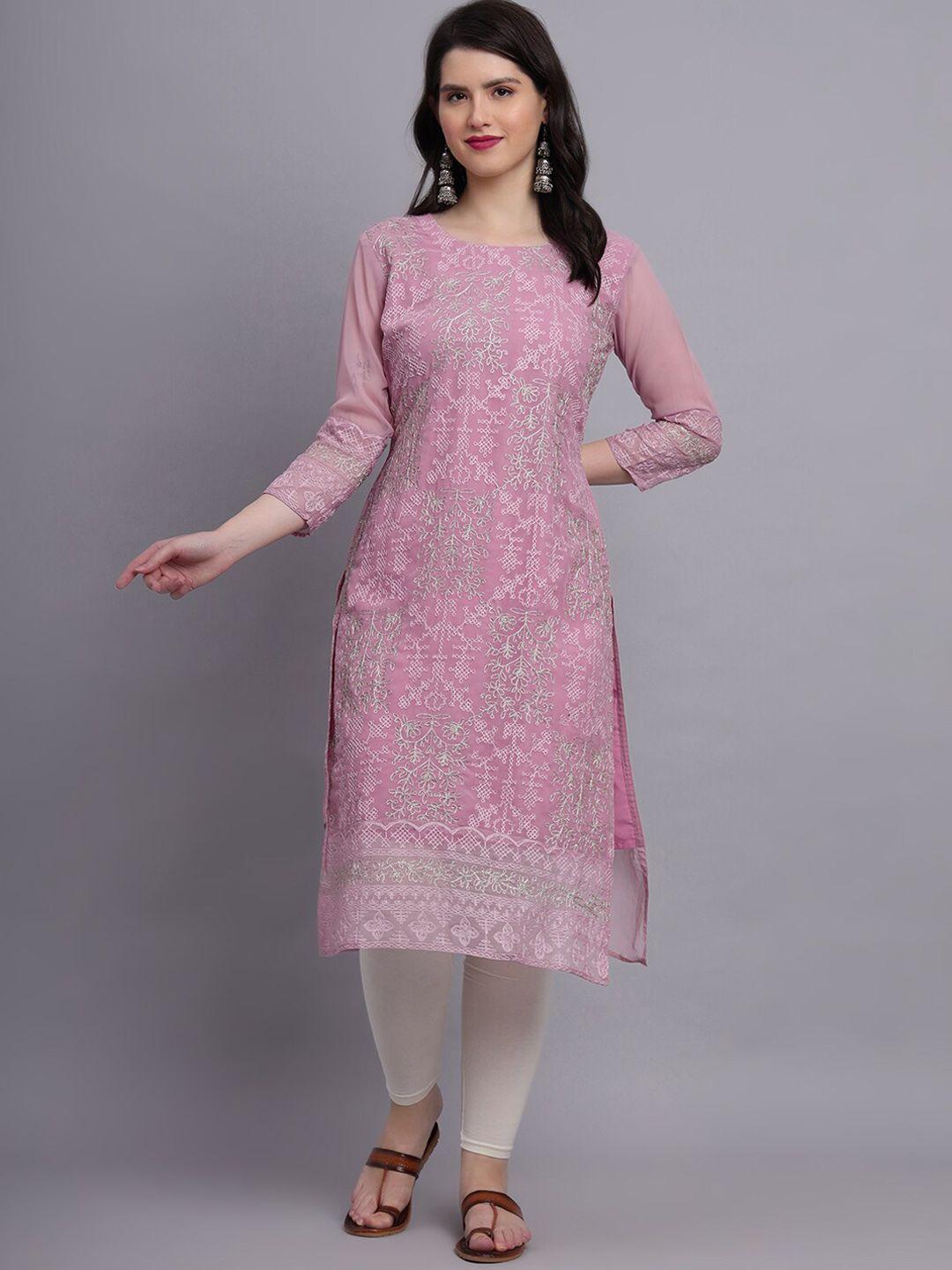 vairagee floral embroidered sequinned georgette kurta