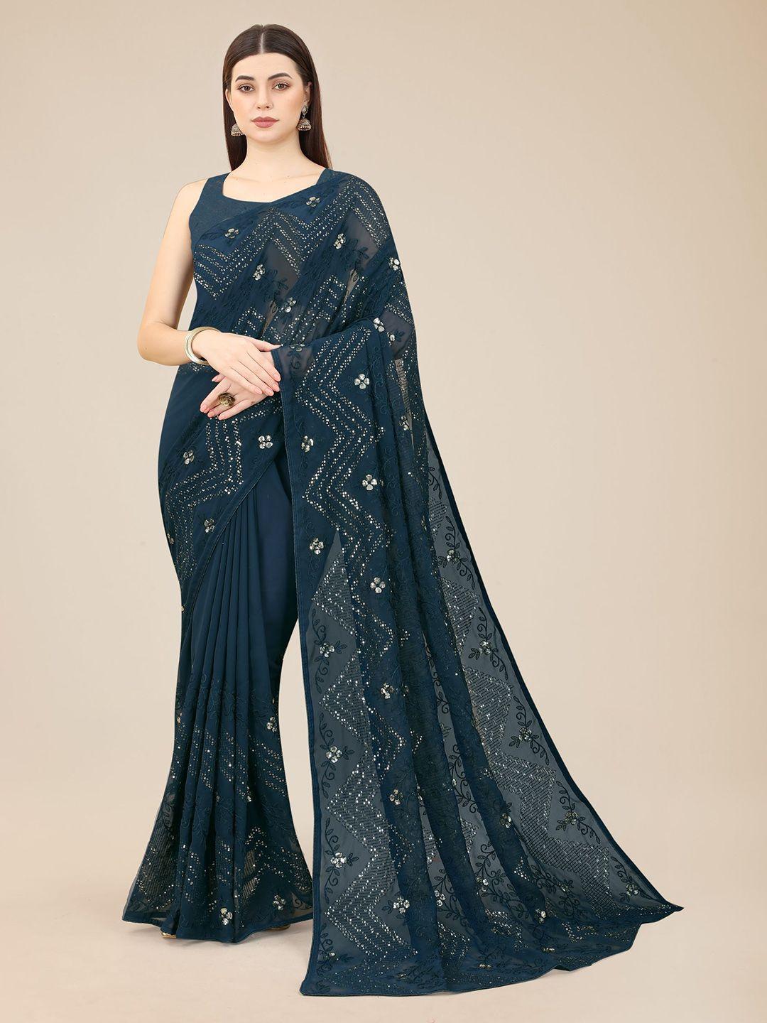 vairagee floral embroidered sequinned saree