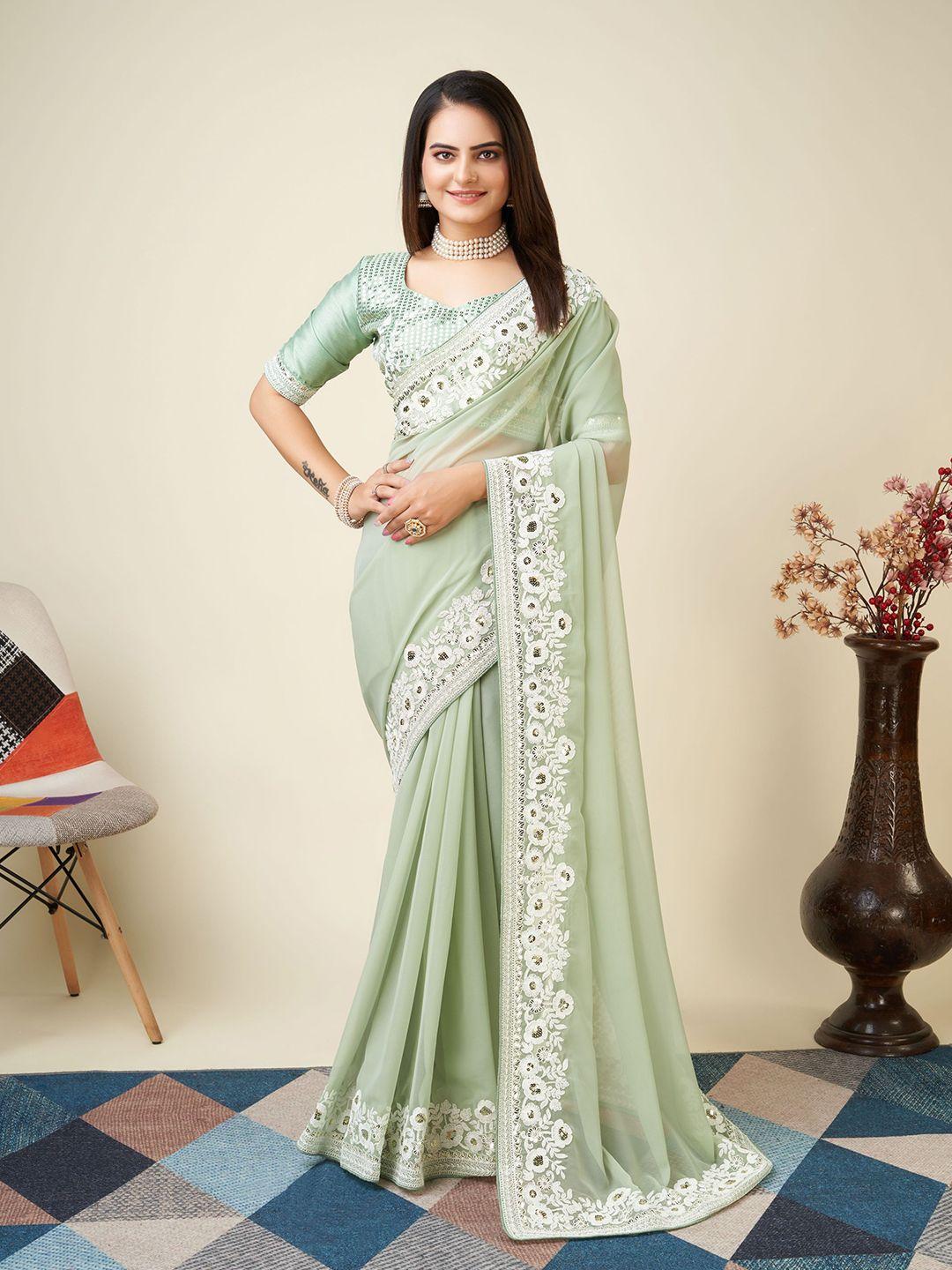 vairagee floral embroidered sequinned saree