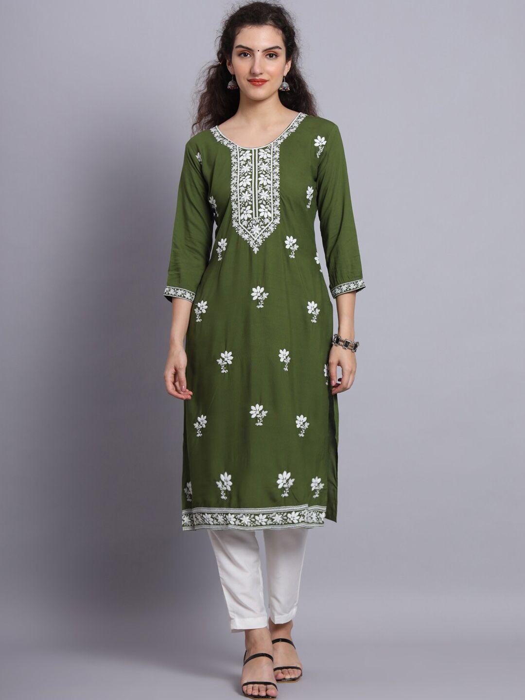 vairagee floral embroidered thread work kurta