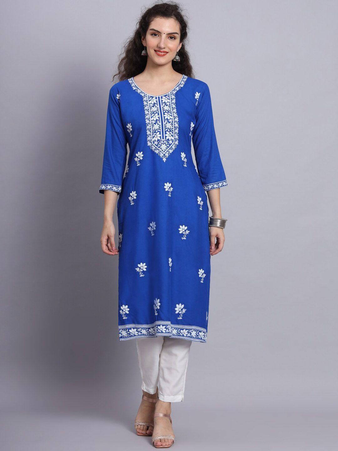 vairagee floral embroidered thread work kurta