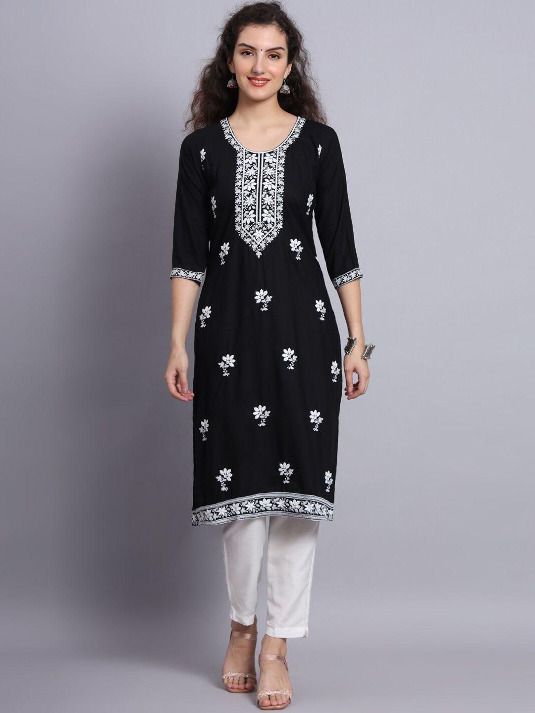 vairagee floral embroidered thread work kurta