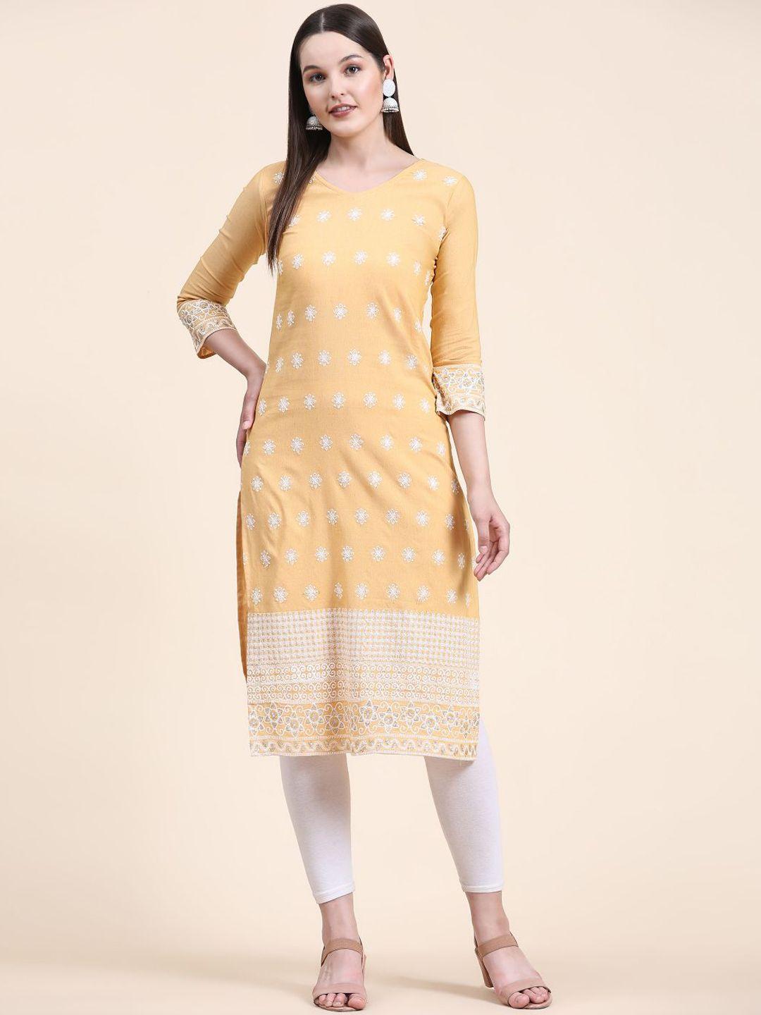 vairagee floral embroidered v-neck straight kurta