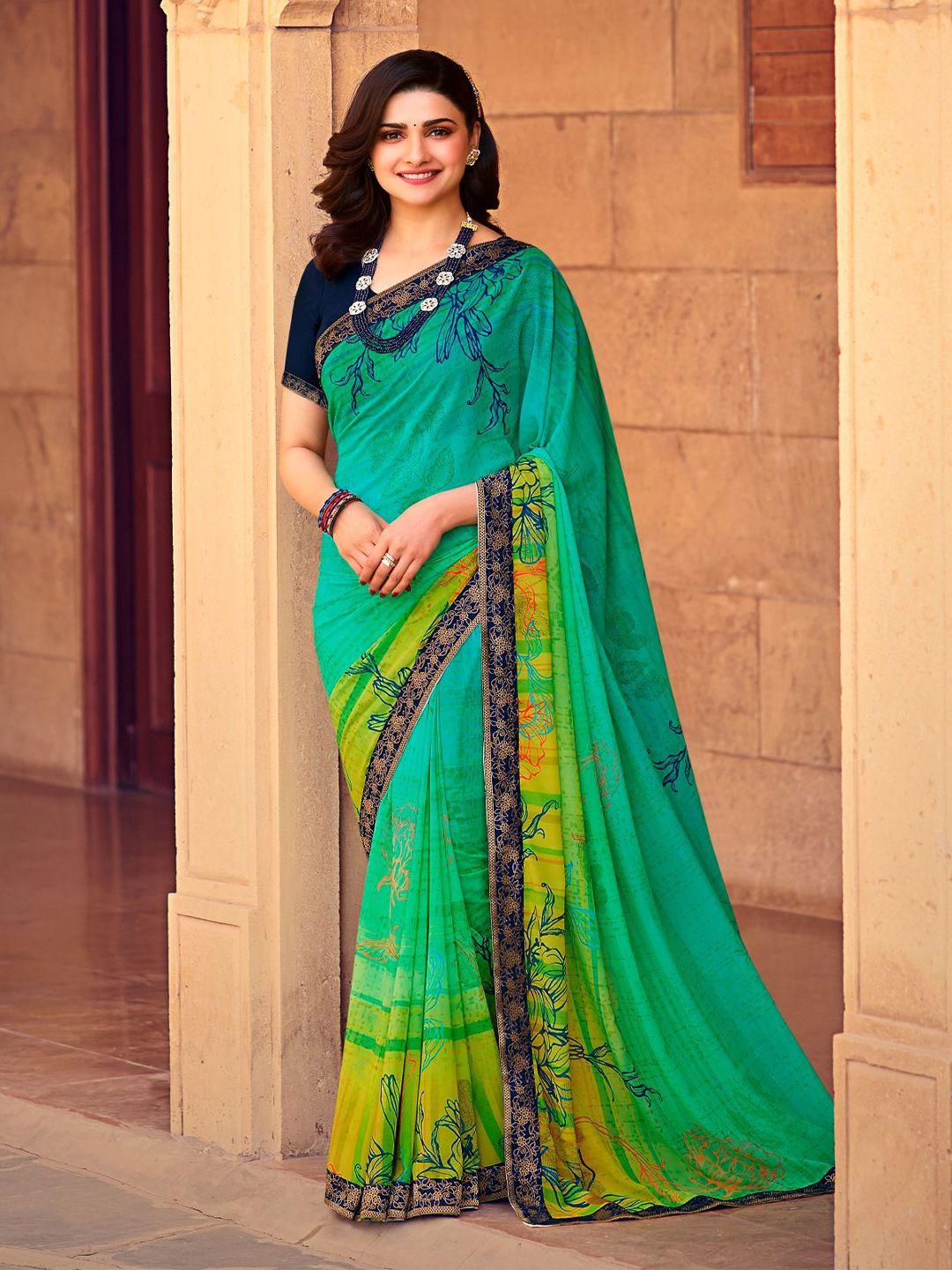 vairagee floral printed embellished poly georgette saree