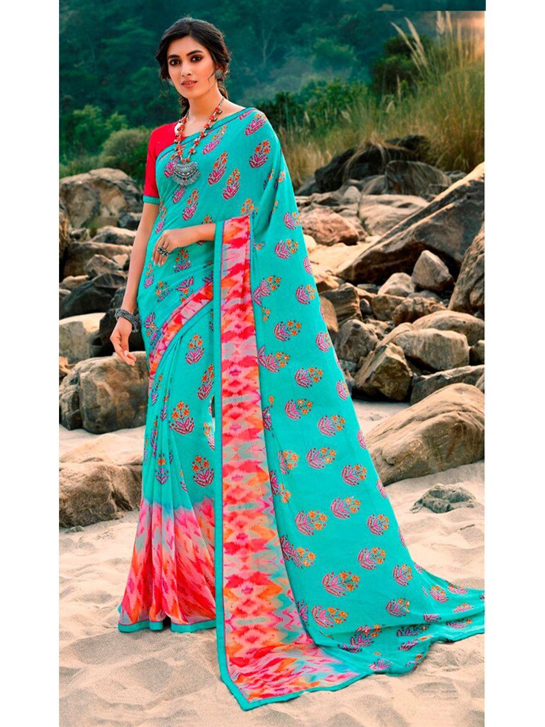 vairagee floral printed poly georgette saree