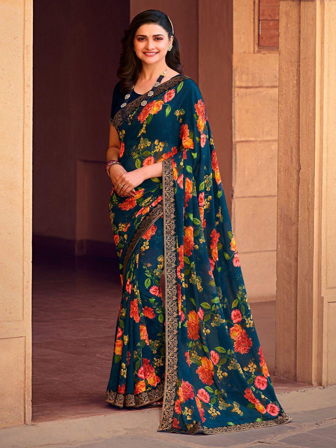 vairagee floral printed zari saree