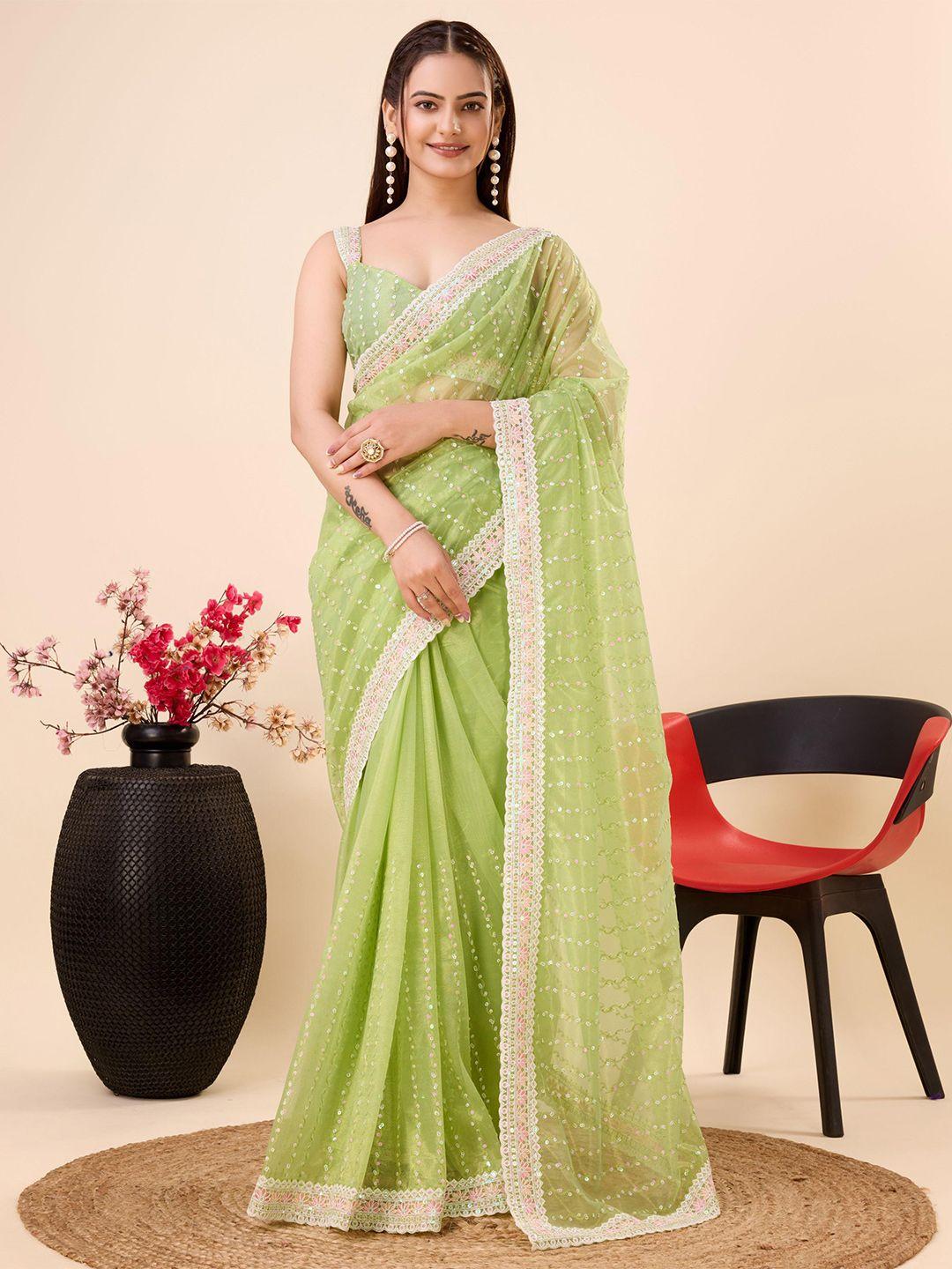 vairagee floral sequinned embroidered net saree