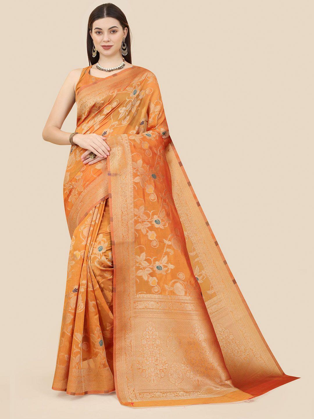 vairagee floral woven design zari organza banarasi saree