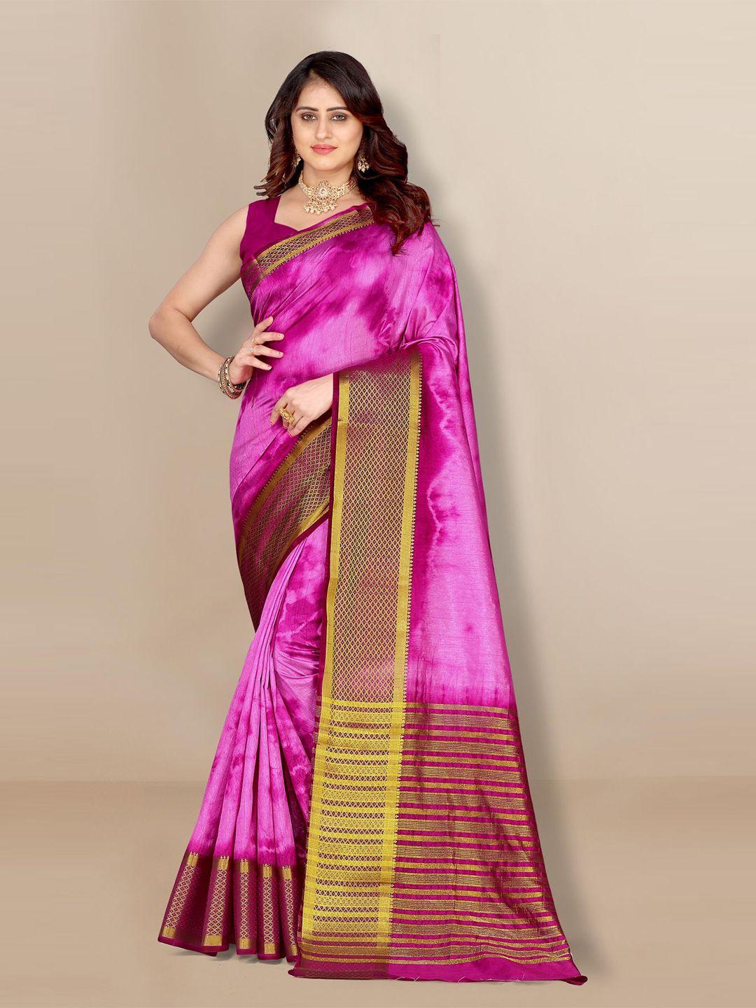 vairagee fuchsia & gold-toned tie and dye  saree