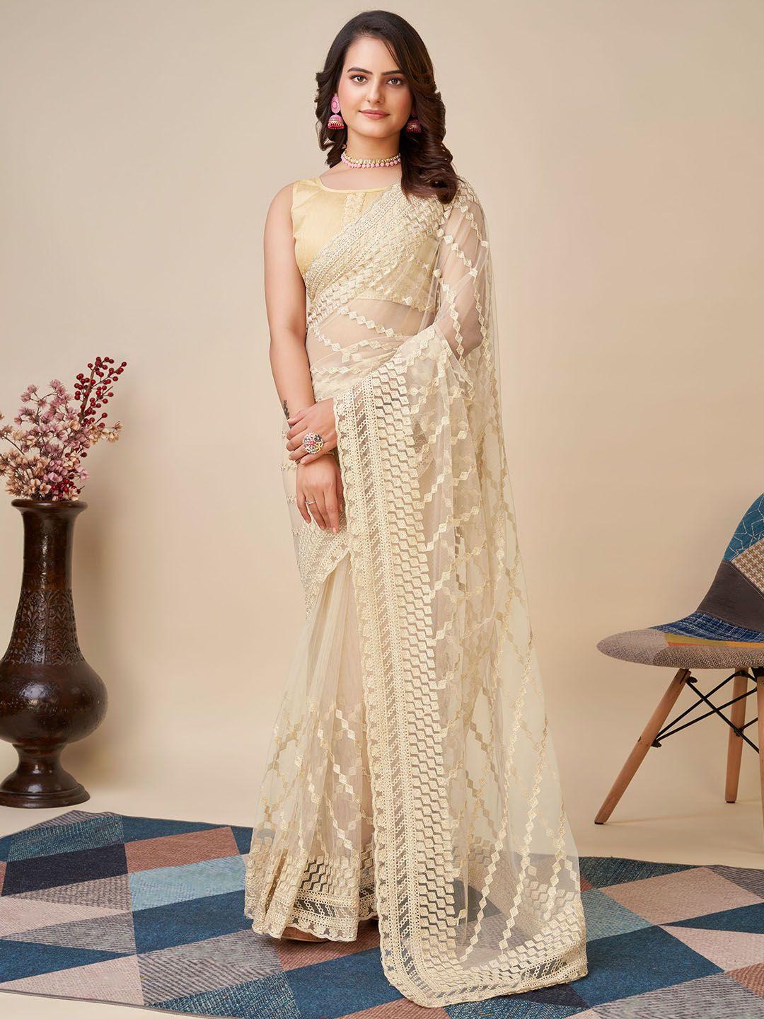 vairagee geometric embroidered net saree