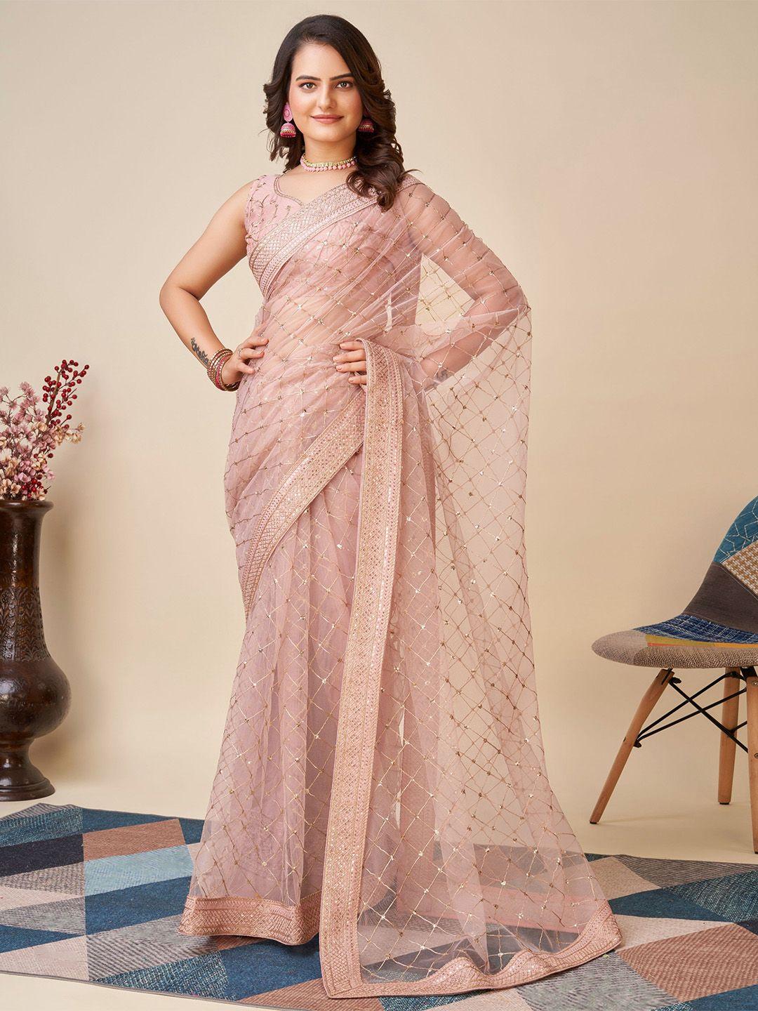 vairagee geometric embroidered net saree