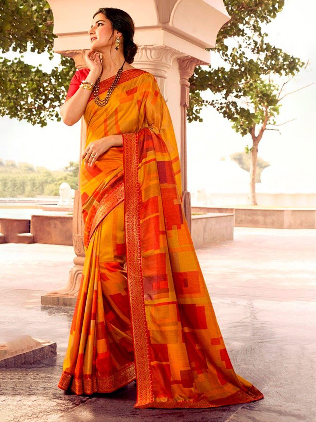 vairagee geometric printed zari saree