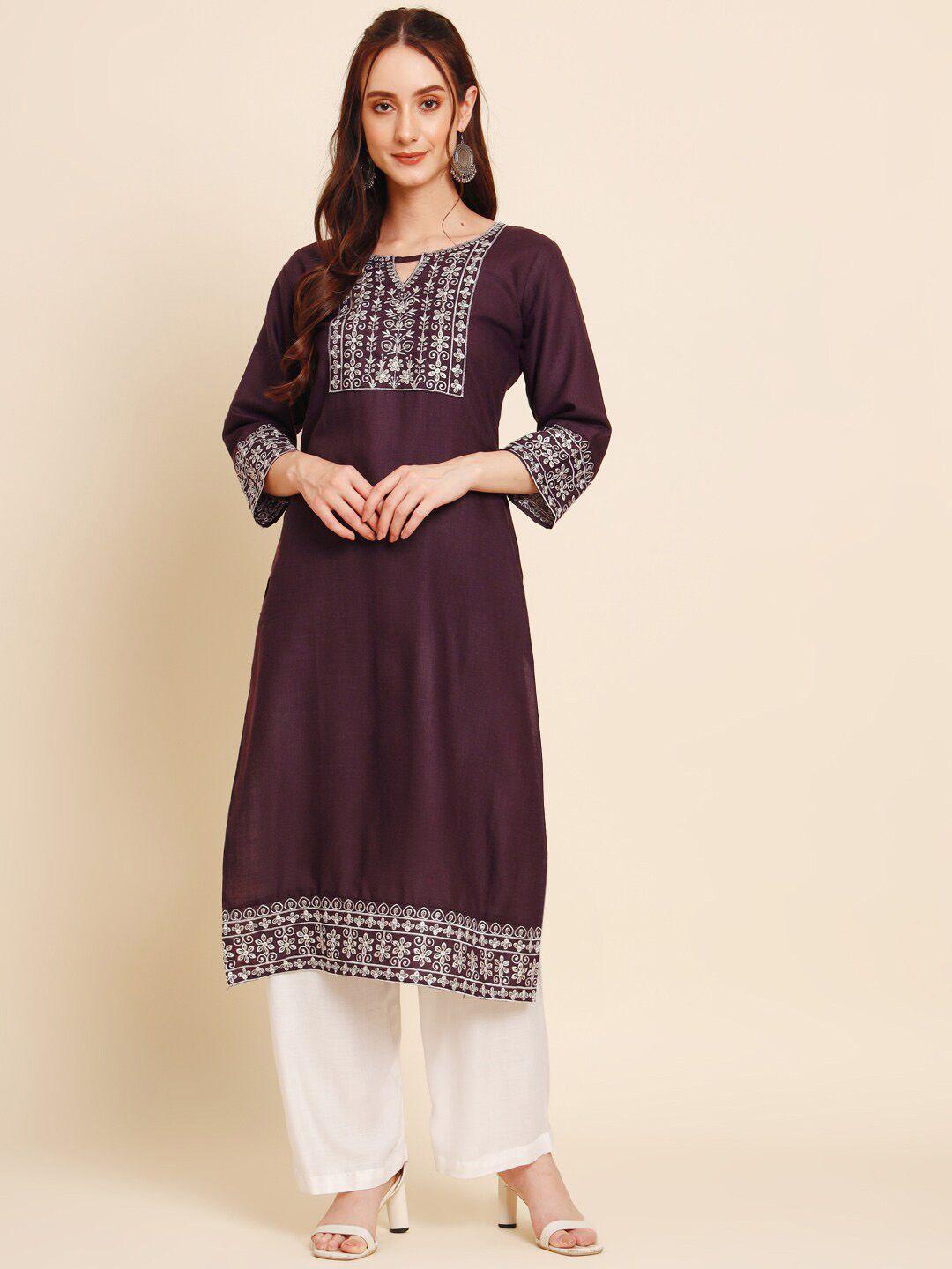 vairagee keyhole neck ethnic motifs embroidered sequined straight kurta