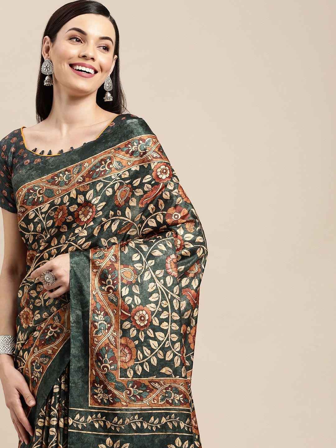 vairagee multicoloured floral silk blend saree