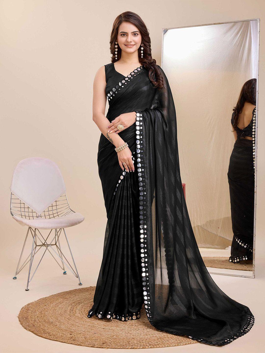 vairagee striped mirror work embellished saree