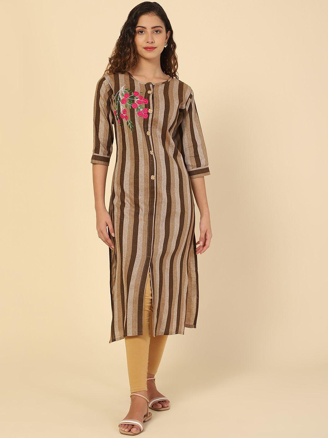 vairagee striped thread work pure cotton kurta