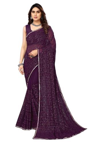 vairagee women georgette wine sequence embroidery saree 6078_3