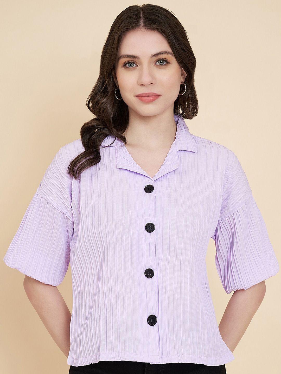 vairagee women lavender classic boxy striped casual shirt