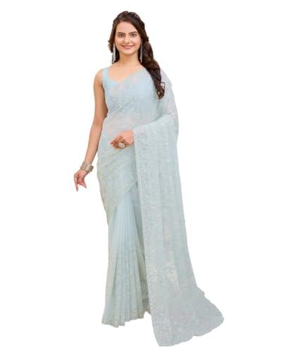 vairagee women light blue soft georgette embroidery saree (6203_4)