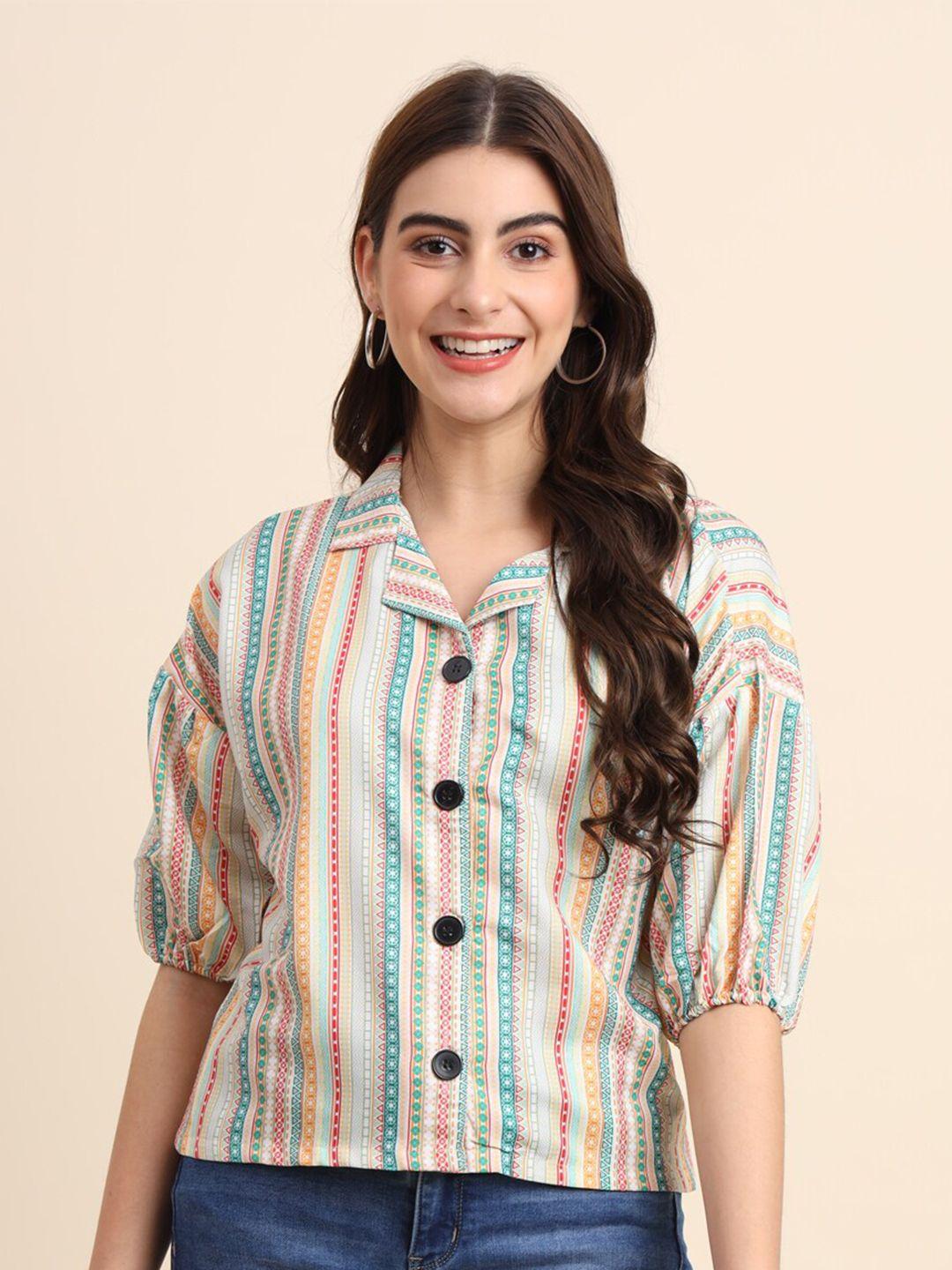 vairagee women multicoloured classic boxy printed casual shirt