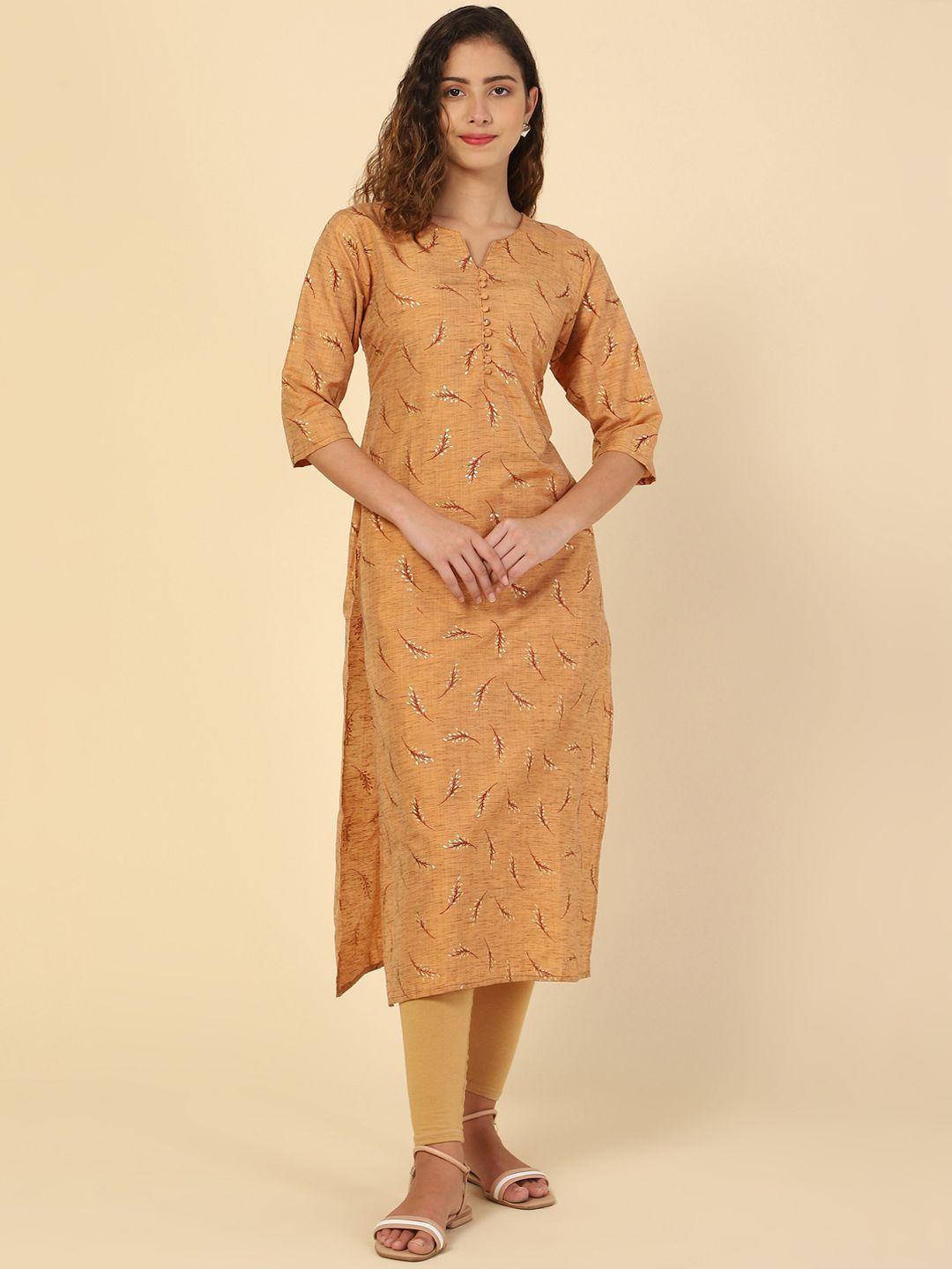 vairagee women mustard yellow floral kurta