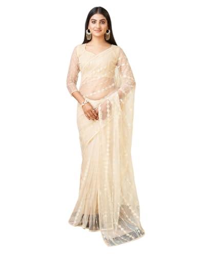 vairagee women soft net white embroidery saree