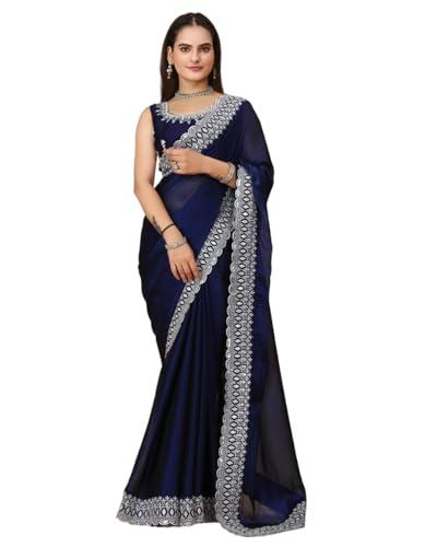 vairagee women soft rangoli silk navy blue embroidery saree