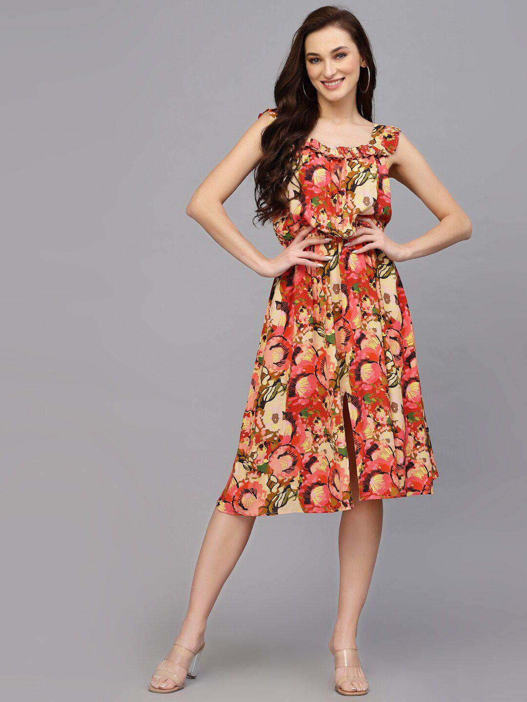 valbone floral printed shoulder straps georgette dress