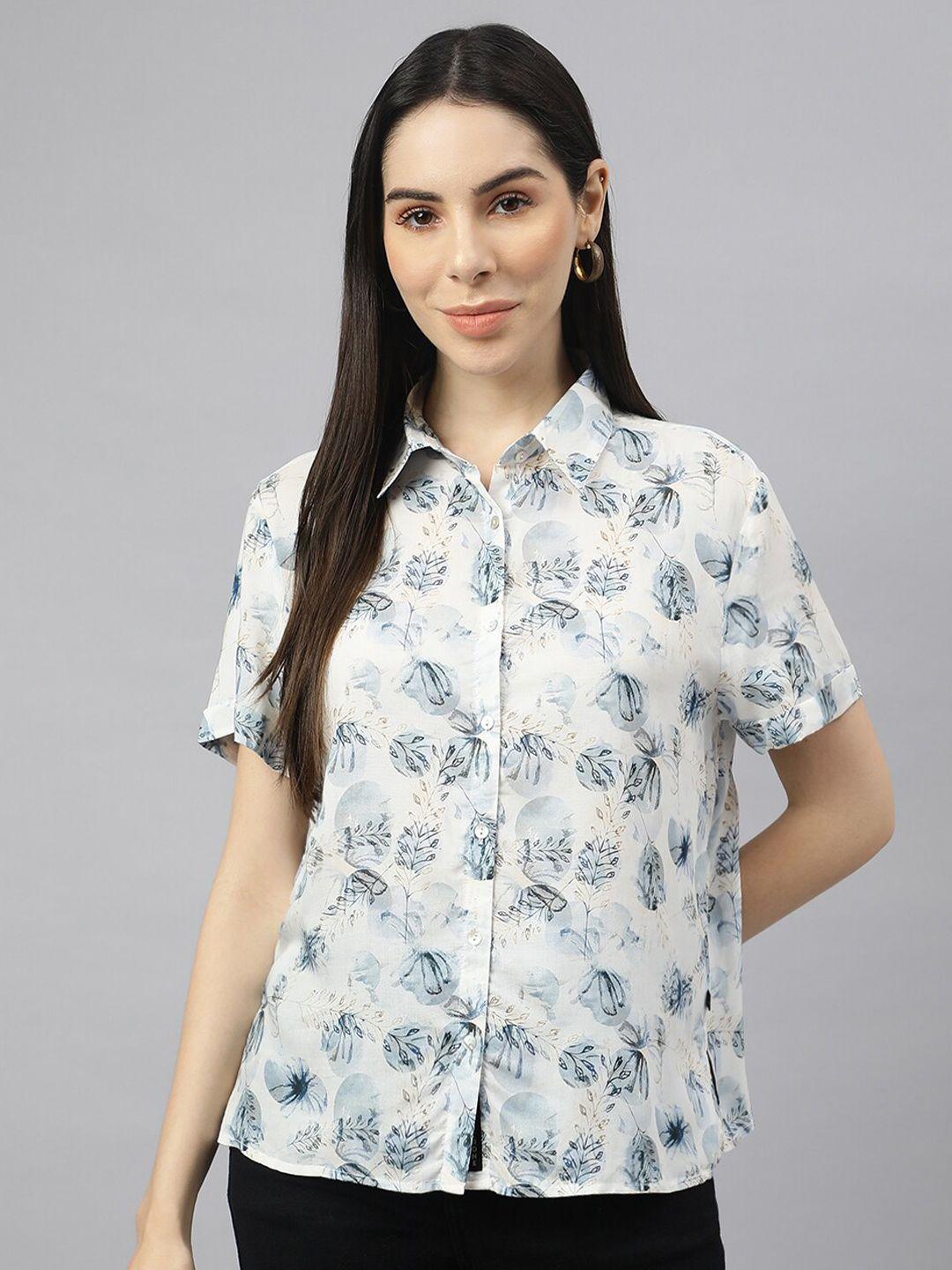 valbone classic spread collar floral printed casual shirt
