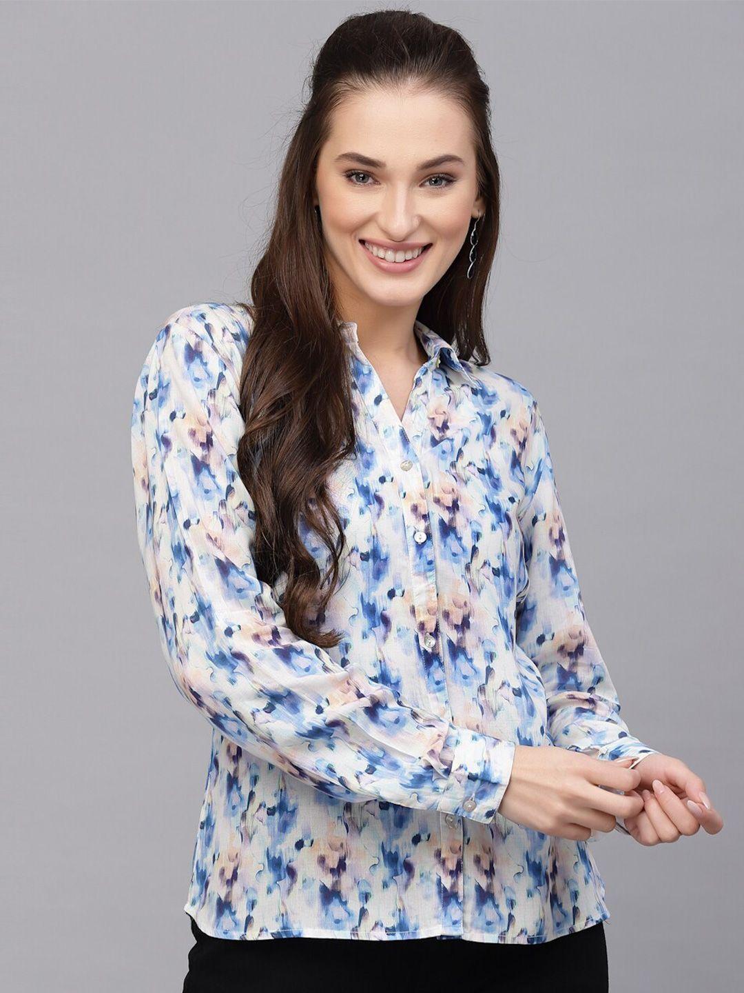 valbone comfort printed semi sheer printed casual shirt