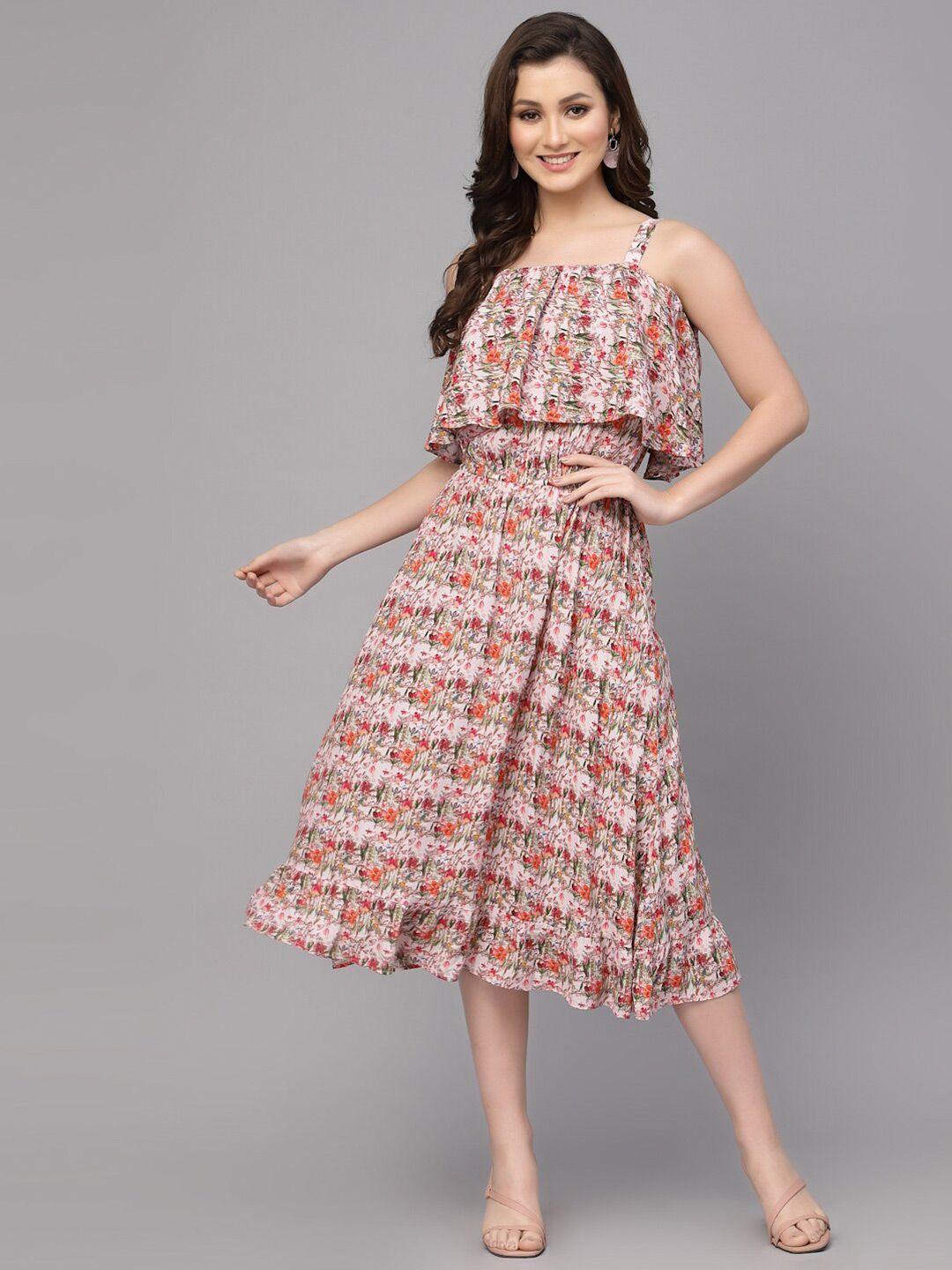 valbone fit and flare floral midi dress