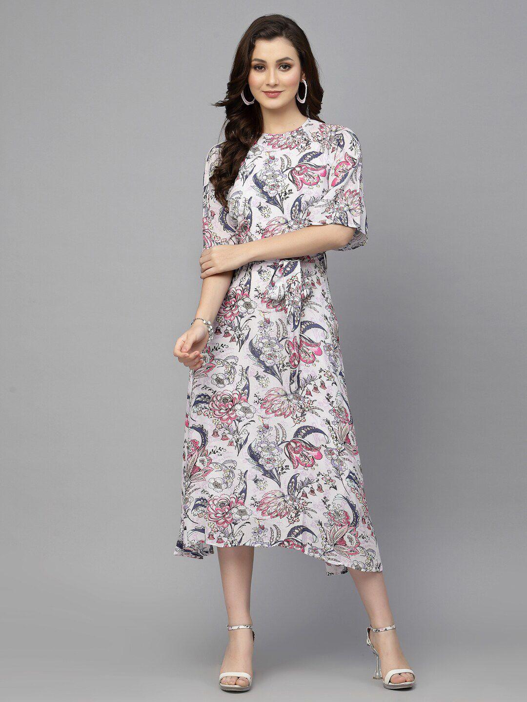 valbone floral a-line midi dress