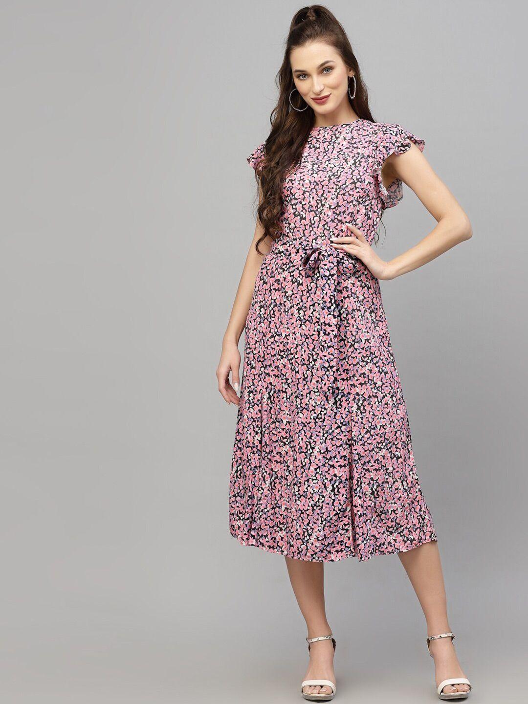 valbone floral a-line midi dress