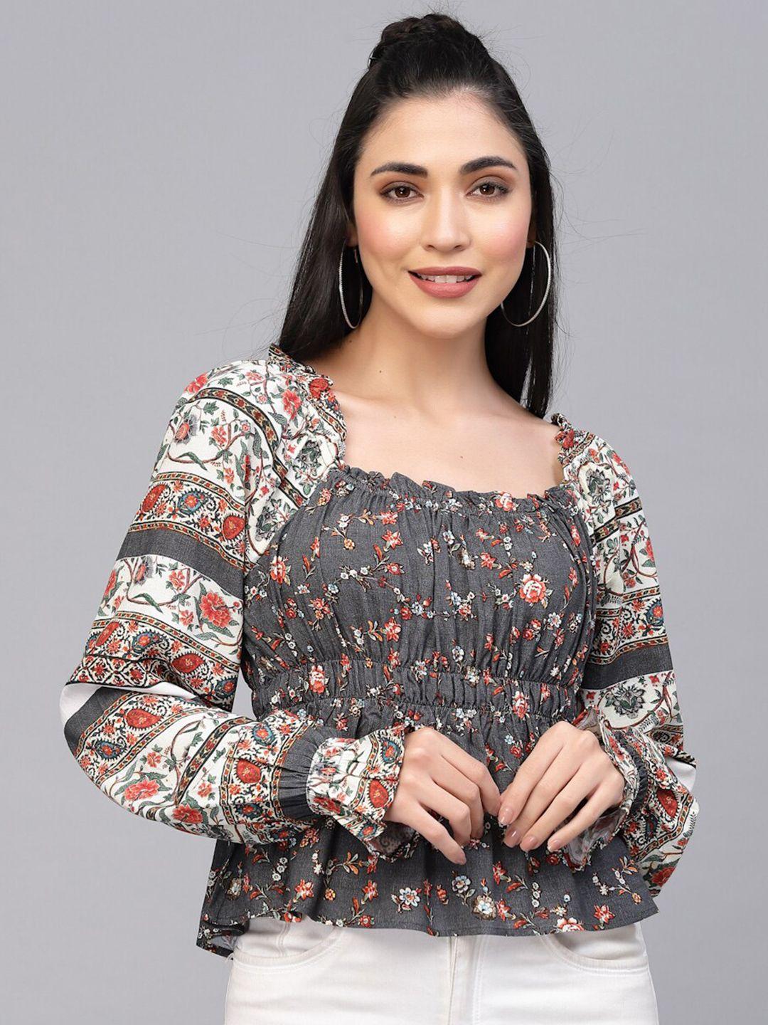 valbone floral print chiched waist top